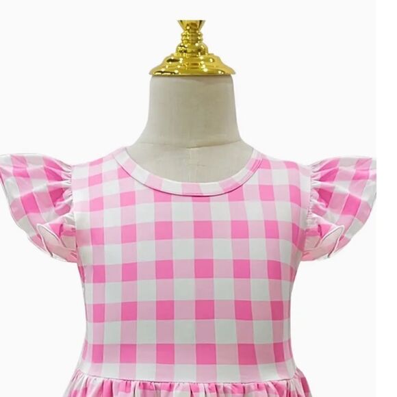 Barbie The Movie Pink Plaid Dress with Hair Bow Halloween Cosplay Princess New - Picture 4 of 8